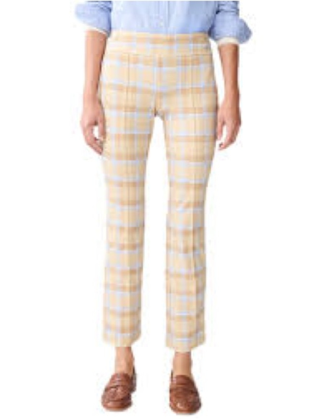 J. McLaughlin $188 Riley pants womens stretch plaid blue tan work wear small